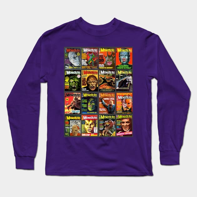 Famous Monsters Collage Series 3 Long Sleeve T-Shirt by Starbase79